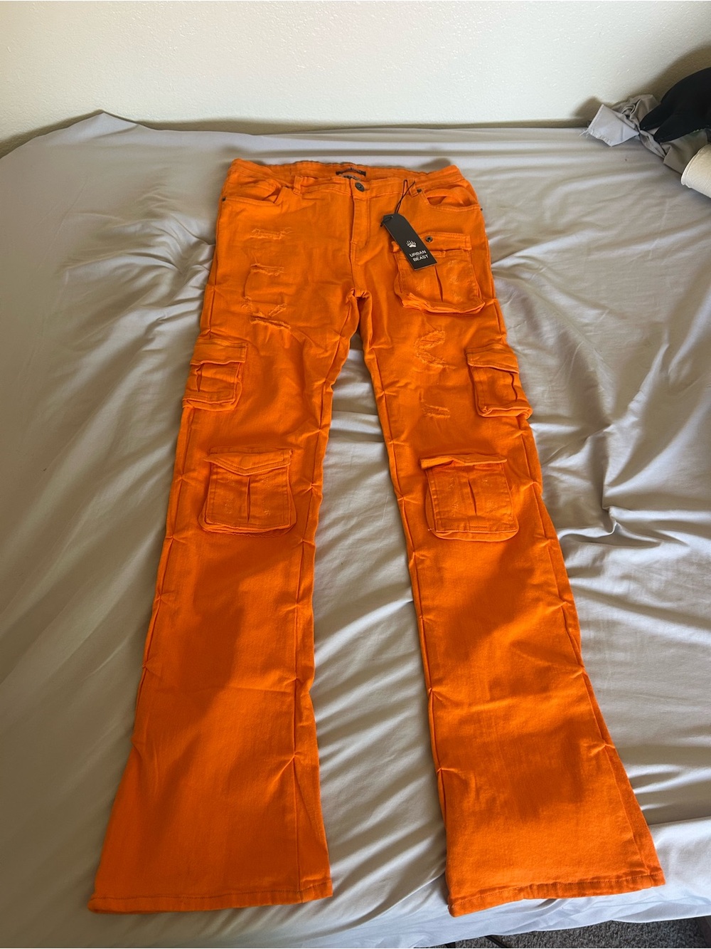 Urban Beast Twill Long Pocket Stacked Pants Orange 38/36 NWT